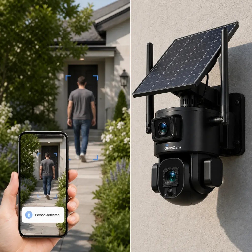 GlowCam 360° live view and person-detected alert on your phone