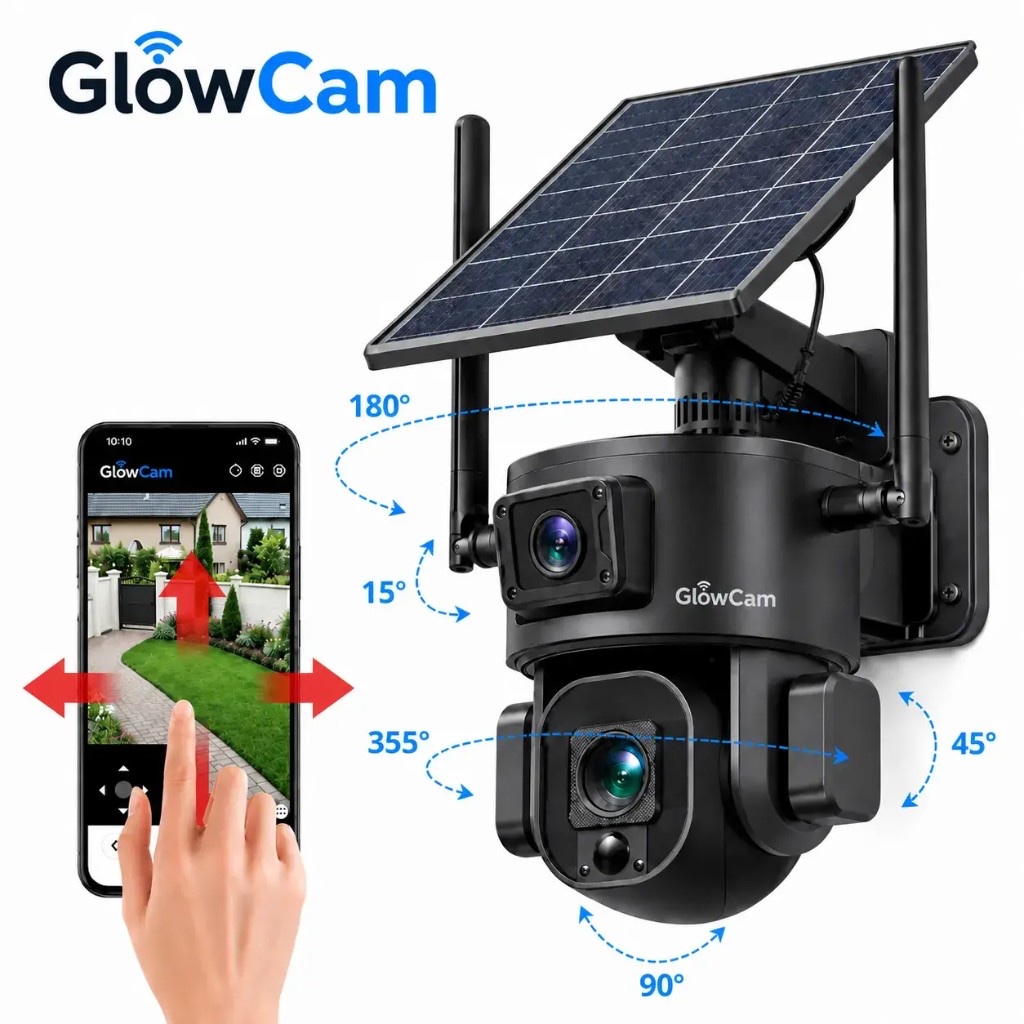 Complete GlowCam 4G solar camera kit with mount and solar panel