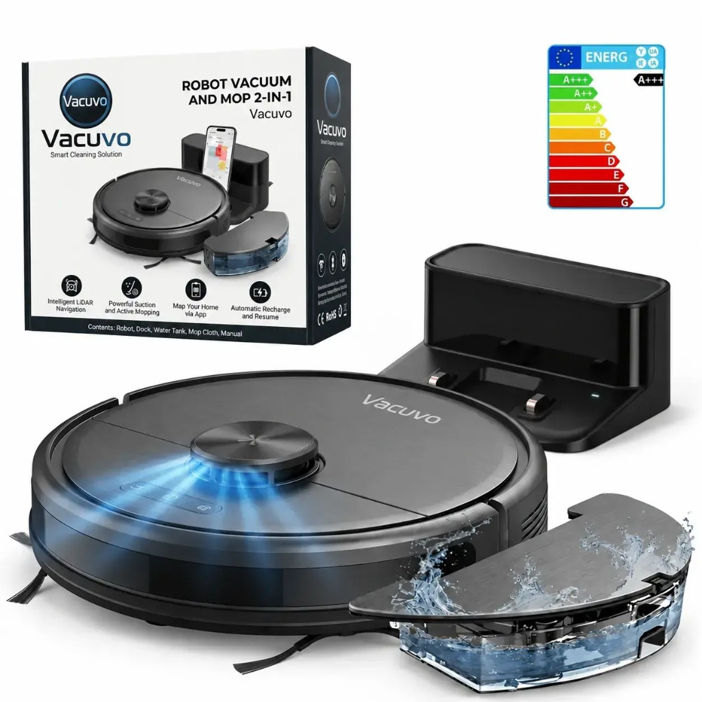 Kit completo Vacuvo One robot aspirapolvere con base e accessori