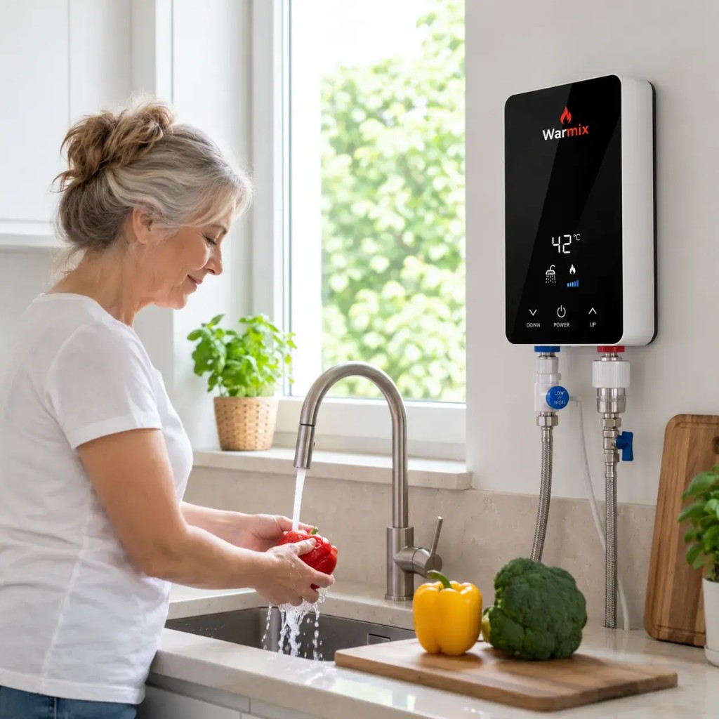 Warmix scaldabagno compatto che risparmia spazio in bagno