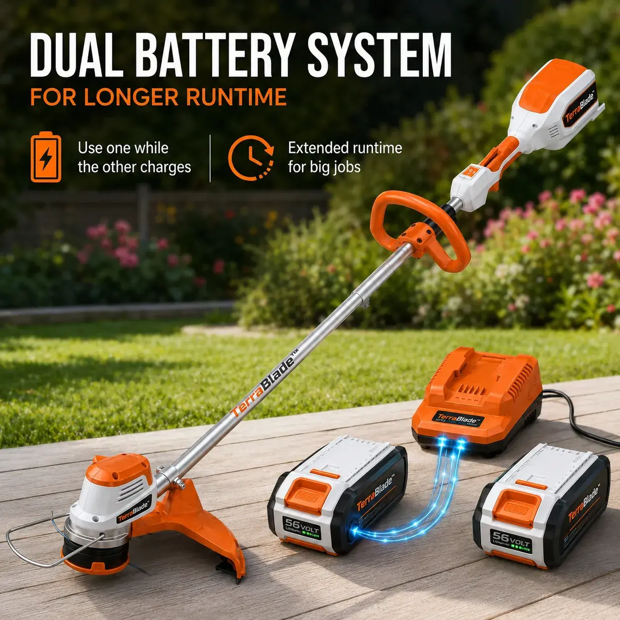 TerraBlade dual battery system for longer runtime